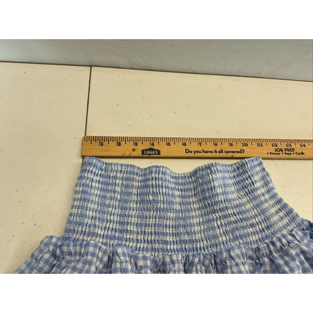 J Marie The‎ Julia Skort size L Blue and white smocked tiered Linen Gingham